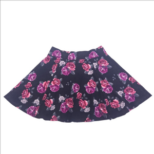 H&M Black Skirt with Pink Floral Design Size Small